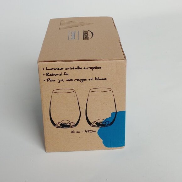 VIA RAIL Stemless Glasses PAIR TRUDEAU Bohemia Set of 2 BNIB European crystallin - Picture 13 of 15